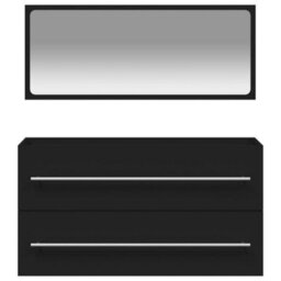 Berkfield Bathroom Cabinet With Mirror Black Engineered Wood - thumbnail 5