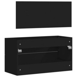 Berkfield Bathroom Cabinet With Mirror Black Engineered Wood - thumbnail 7