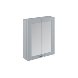 Balterley Traditional Bathroom Wall Mounted 2 Soft-Close Doors Mirror Cabinet With 1 Shelf Storage, Satin Grey, 715 X 600 X 182mm - thumbnail 1