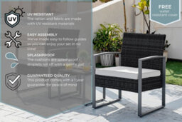 Furniturebox Algarve Black Garden Bistro Set 2 Seat Rattan Garden Table & Chairs Coffee Bistro Table Set Outdoor Patio Bistro Set - thumbnail 9