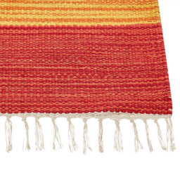 Beliani Kilim Handwoven Multicolour Cotton Rug 80 X 300 Cm Reversible With Tassels - thumbnail 4