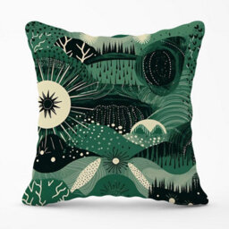 Warren Reed Designer Abstract Green Moon Outdoor Cushion 45Cm X 45Cm - thumbnail 1