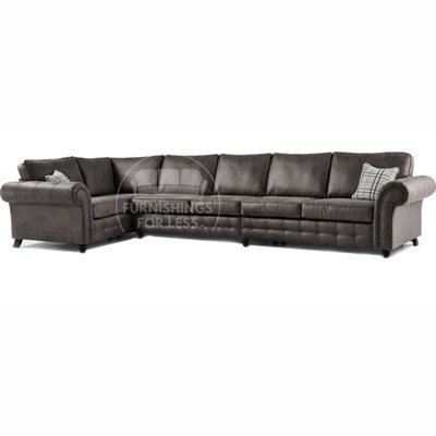 Furnishings For Less UK Oakland Charcoal Chesterfield 6 Seater L Shape Large Corner Sofa - image 1