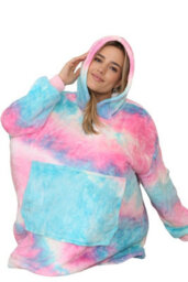 Ms9 Women's Oversized Hoodie Wearable Blanket Hoodie Top With Sherpa Lining Red And Blue - thumbnail 6