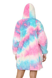 Ms9 Women's Oversized Hoodie Wearable Blanket Hoodie Top With Sherpa Lining Red And Blue - thumbnail 7