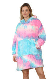 Ms9 Women's Oversized Hoodie Wearable Blanket Hoodie Top With Sherpa Lining Red And Blue - thumbnail 2