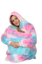 Ms9 Women's Oversized Hoodie Wearable Blanket Hoodie Top With Sherpa Lining Red And Blue - thumbnail 5