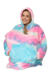 Ms9 Women's Oversized Hoodie Wearable Blanket Hoodie Top With Sherpa Lining Red And Blue - thumbnail 8