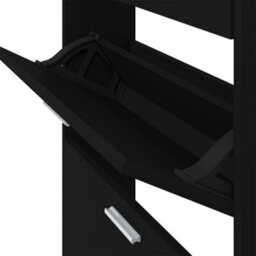 Berkfield Shoe Cabinet Black 59X17X108 Cm Engineered Wood - thumbnail 8