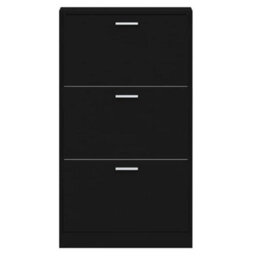 Berkfield Shoe Cabinet Black 59X17X108 Cm Engineered Wood - thumbnail 6