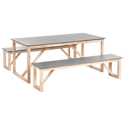 Beliani Garden Dining Set With Benches Notteri Concrete Grey - image 1