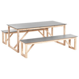 Beliani Garden Dining Set With Benches Notteri Concrete Grey - thumbnail 1