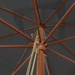 Walplus Garden Parasol With Wooden Pole Anthracite 300X300X273 Cm - thumbnail 5
