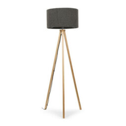 Valuelights Barbro Natural Tripod Floor Lamp With Charcoal Boucle Shade And Bulb - thumbnail 4