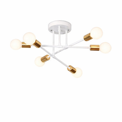 Shopnbits Sputnik Chandelier Ceiling Light 6 Lights Modern Semi Flush Mount White Lamp Ceiling Light - image 1