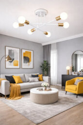 Shopnbits Sputnik Chandelier Ceiling Light 6 Lights Modern Semi Flush Mount White Lamp Ceiling Light - thumbnail 3
