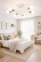 Shopnbits Sputnik Chandelier Ceiling Light 6 Lights Modern Semi Flush Mount White Lamp Ceiling Light - thumbnail 2