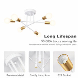 Shopnbits Sputnik Chandelier Ceiling Light 6 Lights Modern Semi Flush Mount White Lamp Ceiling Light - thumbnail 7