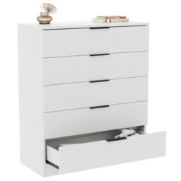 Lassic Vida Designs Trega White 5 Drawer Chest Anti-Bowing Support & Stylish Black Handles, (H)900mm X (W)660mm X (D)360mm - thumbnail 9