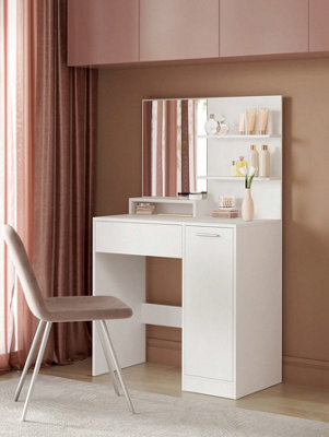 Vasagle Dressing Table, Makeup Table, Vanity Table With Mirror, 1 Drawer, 2 Shelves, Storage Cabinet - image 1