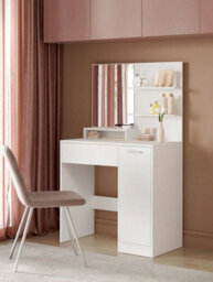 Vasagle Dressing Table, Makeup Table, Vanity Table With Mirror, 1 Drawer, 2 Shelves, Storage Cabinet