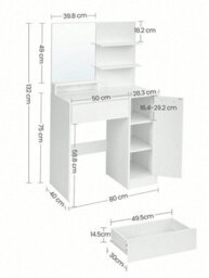 Vasagle Dressing Table, Makeup Table, Vanity Table With Mirror, 1 Drawer, 2 Shelves, Storage Cabinet - thumbnail 5