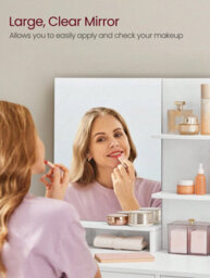 Vasagle Dressing Table, Makeup Table, Vanity Table With Mirror, 1 Drawer, 2 Shelves, Storage Cabinet - thumbnail 4
