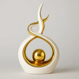 Modern Gold Abstract Ceramic Ornament Statue - thumbnail 1
