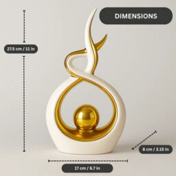 Modern Gold Abstract Ceramic Ornament Statue - thumbnail 2