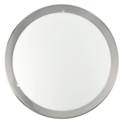 Satin Nickel Wall Flush Ceiling Light With White Clear Glass Shade E27 60W - image 1