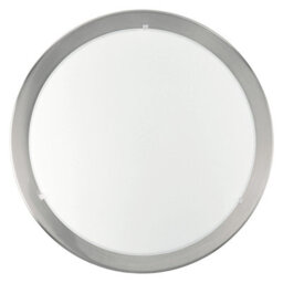 Satin Nickel Wall Flush Ceiling Light With White Clear Glass Shade E27 60W