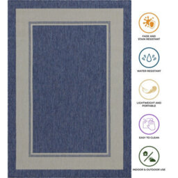 Homeart Outdoor Rugs Easy Cleaning Area Rugs For Balcony,garden,picnic,uv Weather Resistant  D.blue Cream, 180 X 270 Cm - thumbnail 6