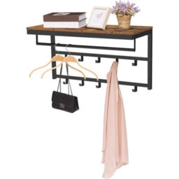 Coat Rack Wall-Mounted Coat Hook W/ 10 Hooks Hanging Rail Entryway Shelf - thumbnail 5