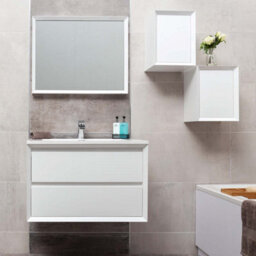 Plum&clay Luna White Wall Hung Square Bathroom Cabinet (W)300mm (H)400mm - thumbnail 4