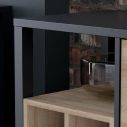 Furniture To Go High Rock 3 Drawer Display Chest In Matt Black/riviera Oak - thumbnail 7