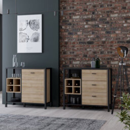 Furniture To Go High Rock 3 Drawer Display Chest In Matt Black/riviera Oak - thumbnail 5