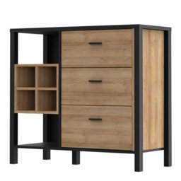 Furniture To Go High Rock 3 Drawer Display Chest In Matt Black/riviera Oak - thumbnail 3
