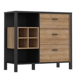 Furniture To Go High Rock 3 Drawer Display Chest In Matt Black/riviera Oak - thumbnail 1