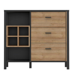 Furniture To Go High Rock 3 Drawer Display Chest In Matt Black/riviera Oak - thumbnail 2