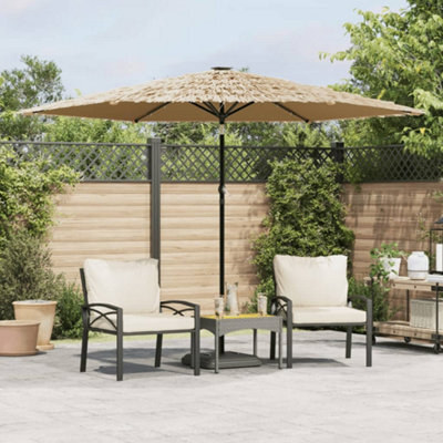 Walplus Garden Parasol With Leds And Steel Pole Brown 288X288X225 Cm - image 1