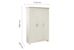 Birlea Highgate 3 Door Wardrobe Cream & Oak - thumbnail 8