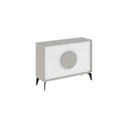Decortie Gora Sideboard Console Modern Storage Cabinet With 2 Pull-Open Doors Metal Legs White 110Cm Width - thumbnail 2