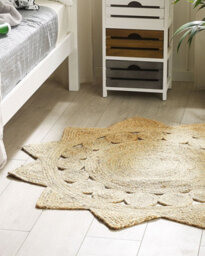 Beliani Round Jute Area Rug 120 Cm Beige Araban - thumbnail 2