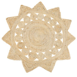 Beliani Round Jute Area Rug 120 Cm Beige Araban - thumbnail 1