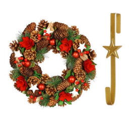 Dibor 35Cm Starry Night Front Door Christmas Wreath With Star Wreath Hanger