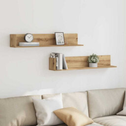 Berkfield Wall Shelves 2 Pcs Artisan Oak 100X16.5X16.5 Cm Engineered Wood - thumbnail 3