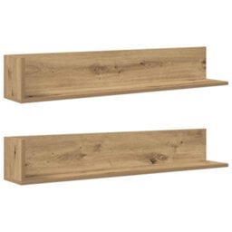 Berkfield Wall Shelves 2 Pcs Artisan Oak 100X16.5X16.5 Cm Engineered Wood - thumbnail 2