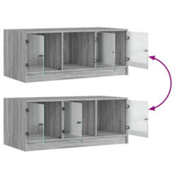 Berkfield Coffee Table With Glass Doors Grey Sonoma 102X50X42 Cm - thumbnail 9