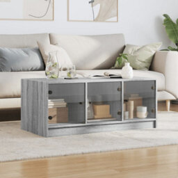 Berkfield Coffee Table With Glass Doors Grey Sonoma 102X50X42 Cm - thumbnail 3