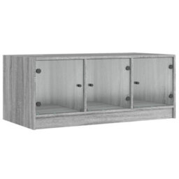 Berkfield Coffee Table With Glass Doors Grey Sonoma 102X50X42 Cm - thumbnail 2